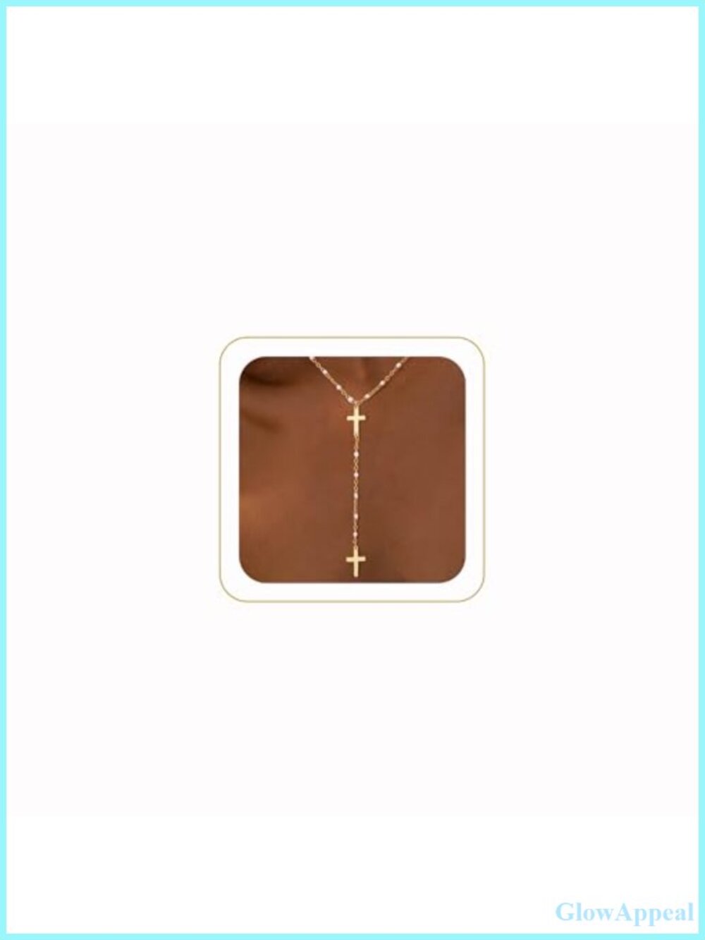 14K Gold Plated Lariat Necklace Dainty Layered Y-Chain Sunburst CZ T-Bar Pendant
